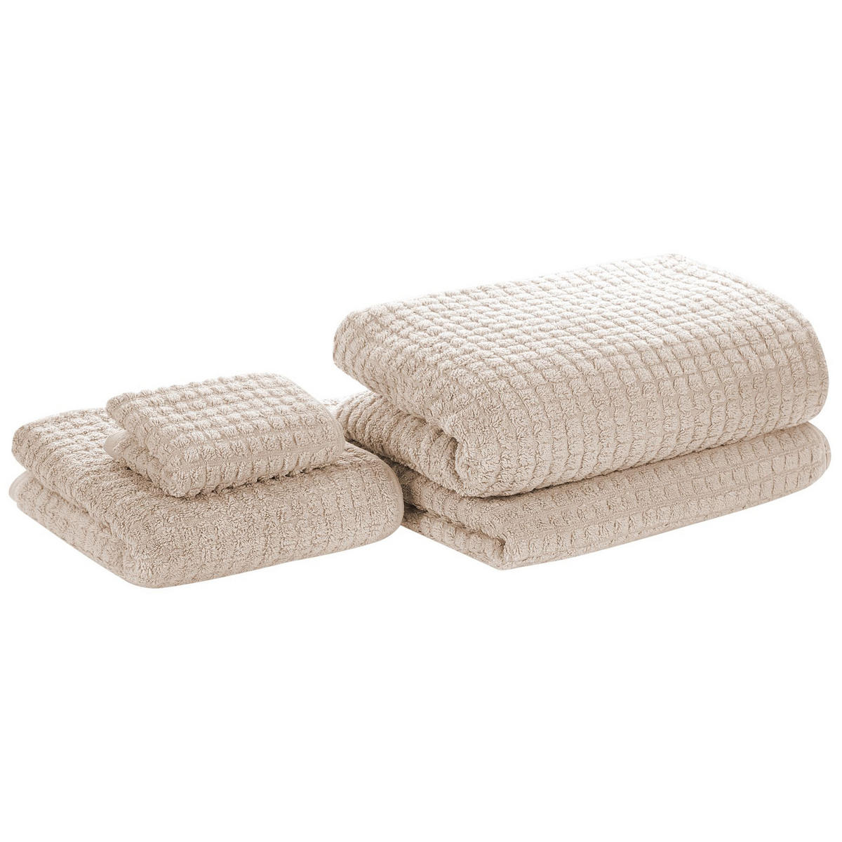 BADEHANDTUCH 4-teilig Beige Atai - Beige, Textil (100/150cm) - Beliani