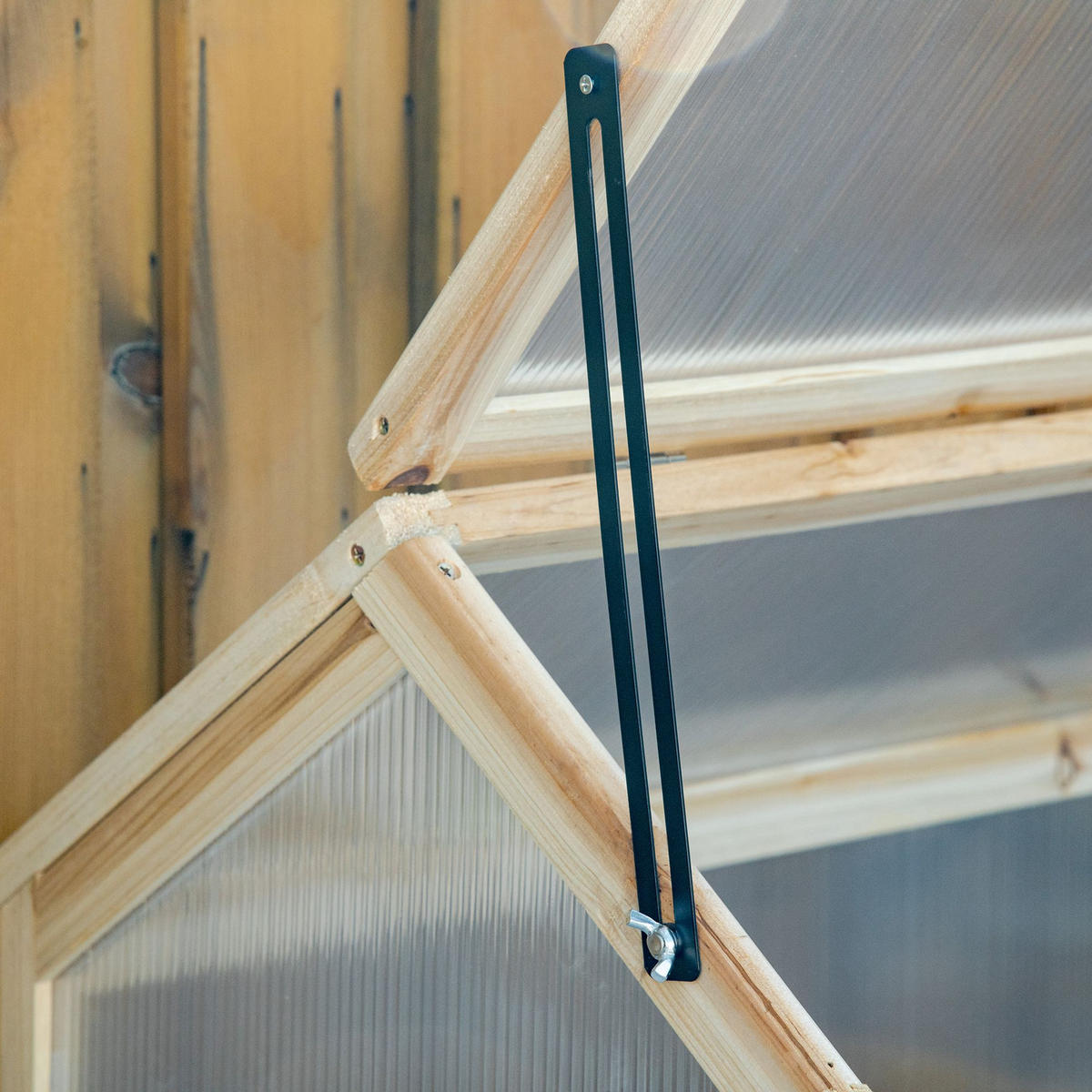 MINI-GEWÄCHSHAUS DE-05858 kompakt aus Holz 90/52/49,5 cm Natur - Naturfarben, Holz/Kunststoff (52/49.5/90cm) - ComfortXL