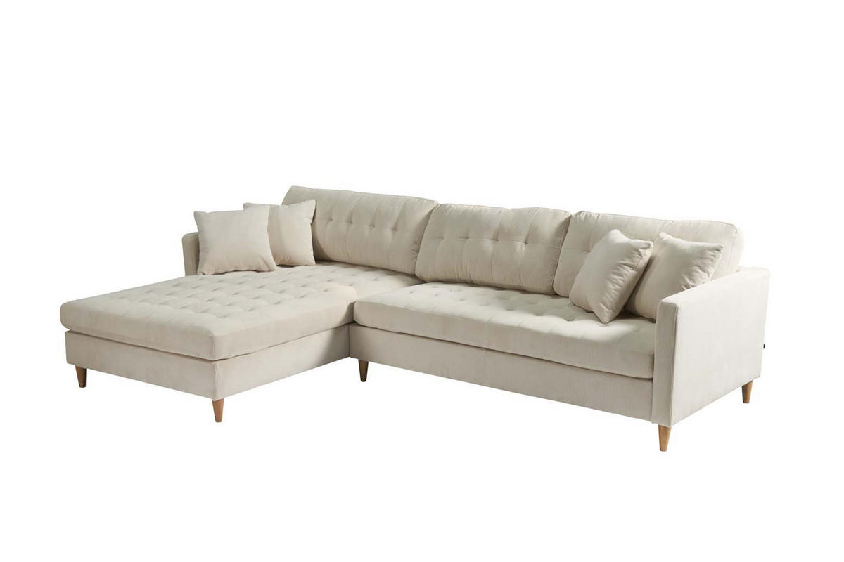 ECKSOFA Samt sandfarben - Sandfarben, Textil (290/177cm) - ebuy24