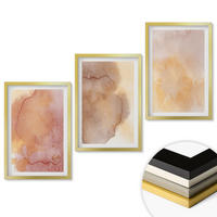 WANDBILDER 3er Set - 40x60 cm Goldrahmen - Warme, farbenfrohe Aquarelltexturen - Goldfarben, Kunststoff (40/60cm) - ArtPrintCave