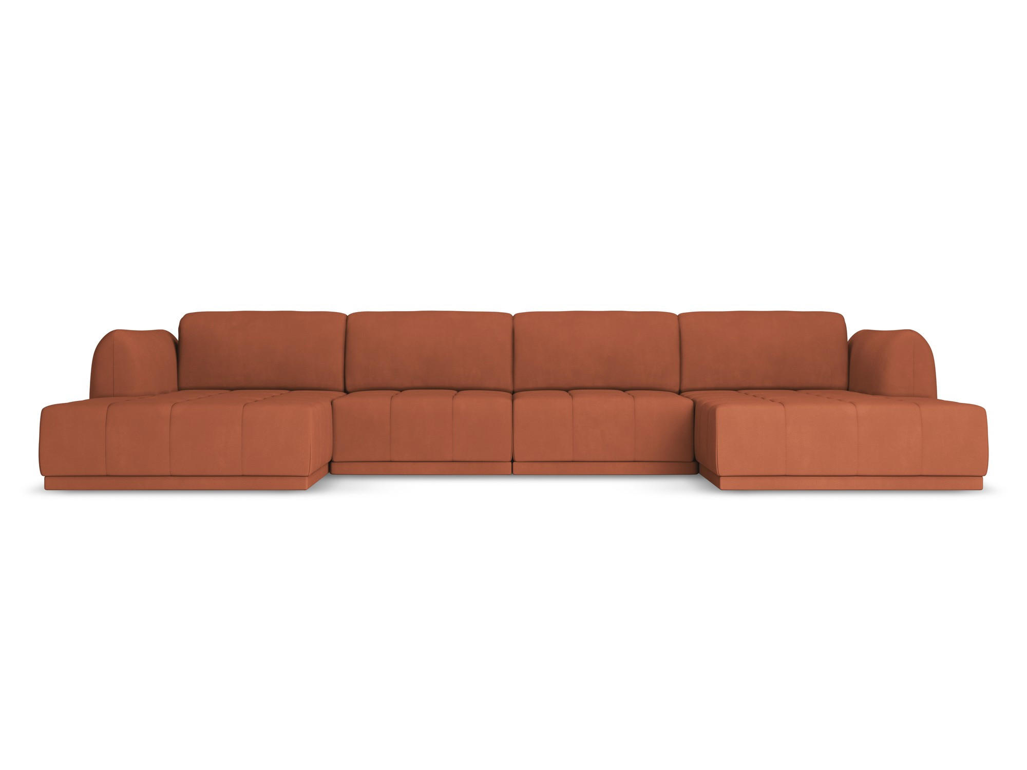 WOHNLANDSCHAFT Chenille Stoff Orange - Terra cotta/Schwarz, Kunststoff/Textil (370/74/170cm) - Makamii