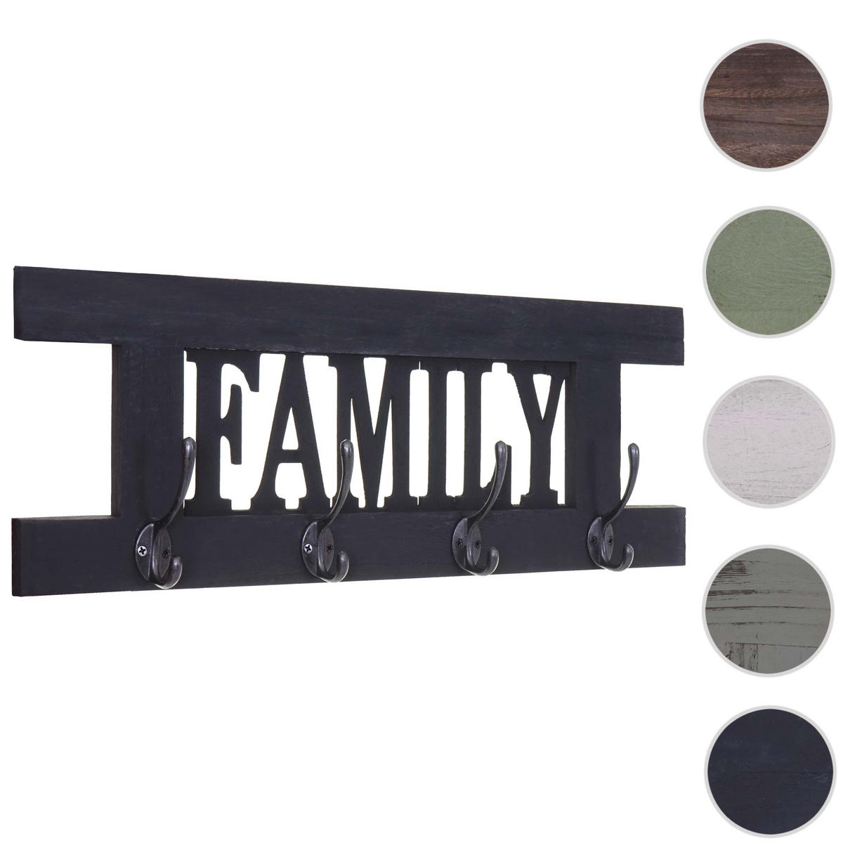 WANDGARDEROBE FAMILY SHABBY-LOOK Grau - Anthrazit, Holz (60/21/2cm) - MCW
