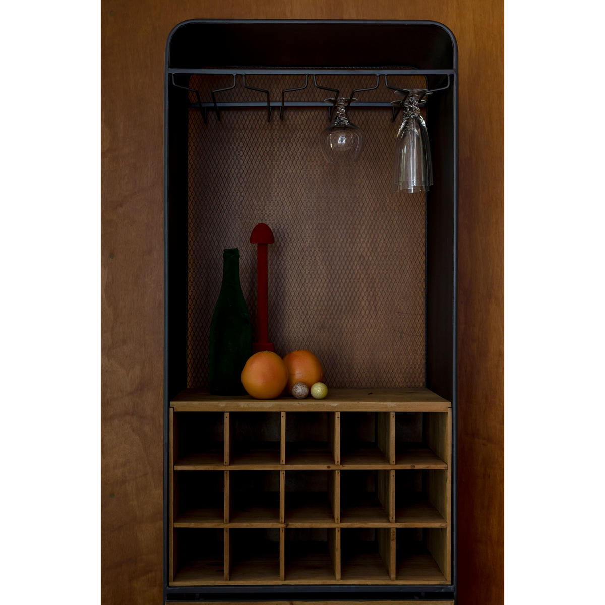 WEINSCHRANK Vino Eisen - Braun, Holz (56/170/38cm) - Dutchbone