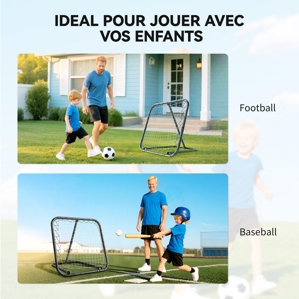 REBOUNDER DE-18591 verstellbarer Winkel, klappbar Schwarz - Schwarz, Metall (84/78cm) - ComfortXL