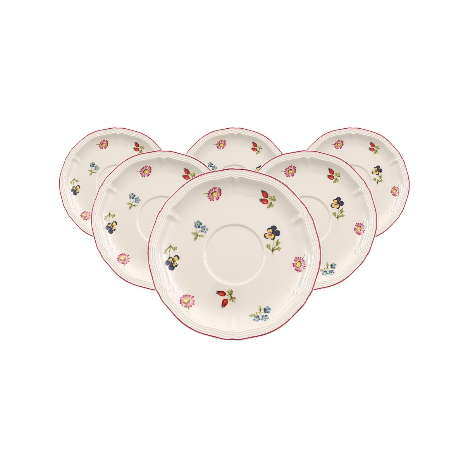 FRÜHSTÜCKSUNTERTASSEN Petite Fleur weiß ø 17 cm 6er Set - Weiß, Keramik (17cm) - Villeroy & Boch