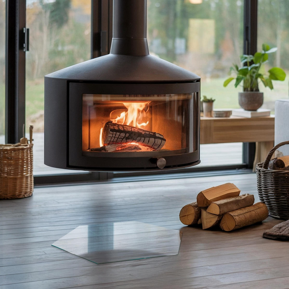 GLASPLATTE für Kamin H40 cm - Transparent, Glas (40/40/0.4cm) - ArtPrintCave