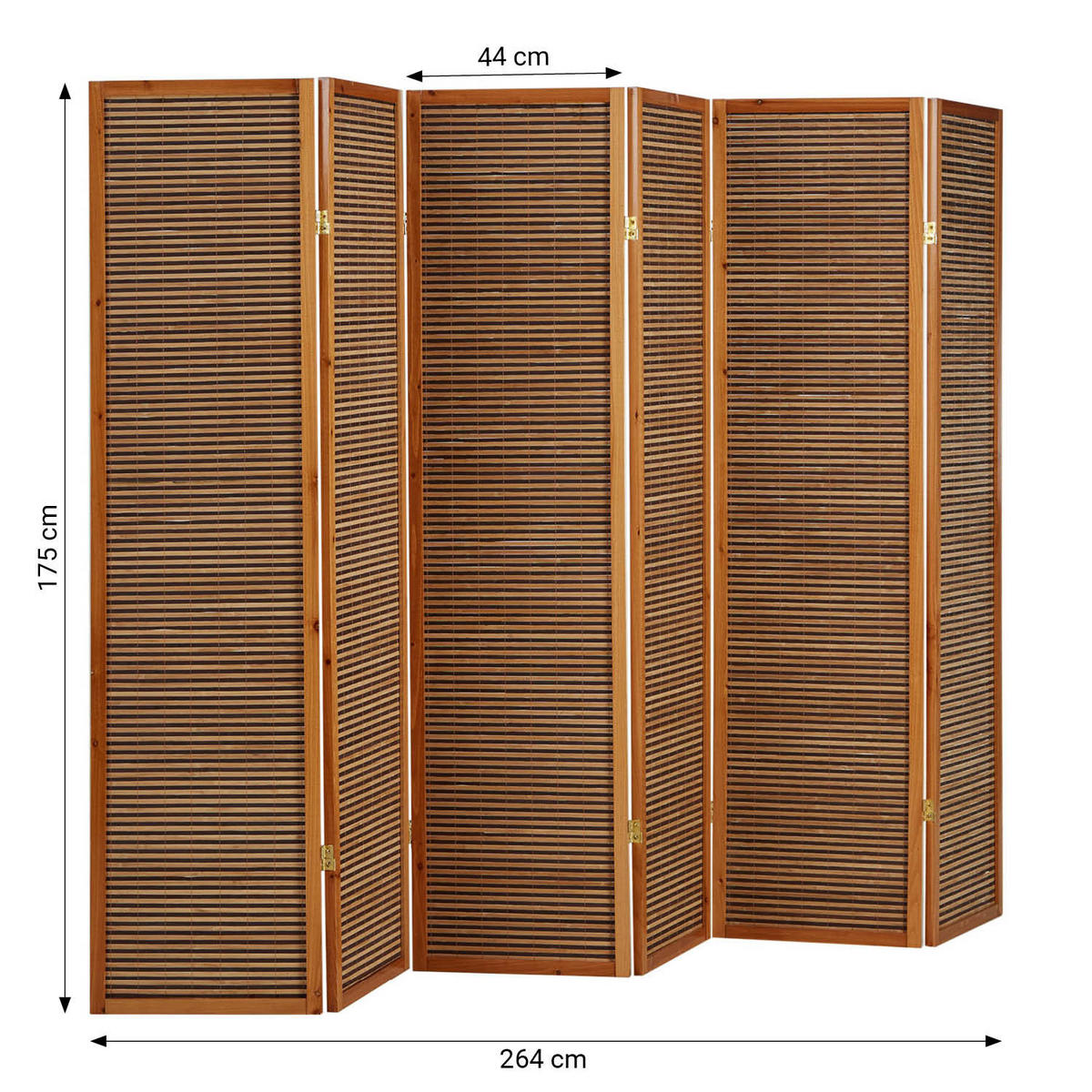 PARAVENT 6-tlg. 264/175 cm Braun Bambusstreben - Braun, Holz (264/175/2cm) - Homestyle4u