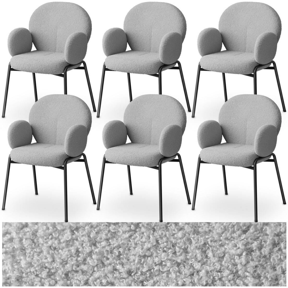 STUHL 6er Set Scandi Belastbarkeit 120 kg 61 5 x 62 x 90 - Hellgrau, Kunststoff (62/90/61.5cm) - tectake