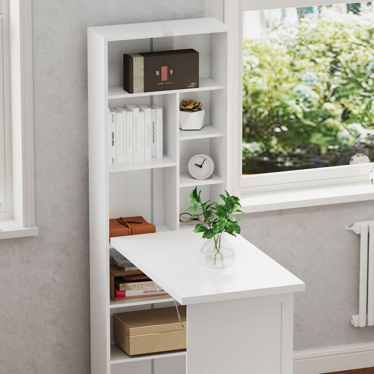 SCHREIBTISCH DE-14895 mit Bücherregal & Weißwandtafel Weiß - Weiß, Holzwerkstoff (98/51/153cm) - ComfortXL