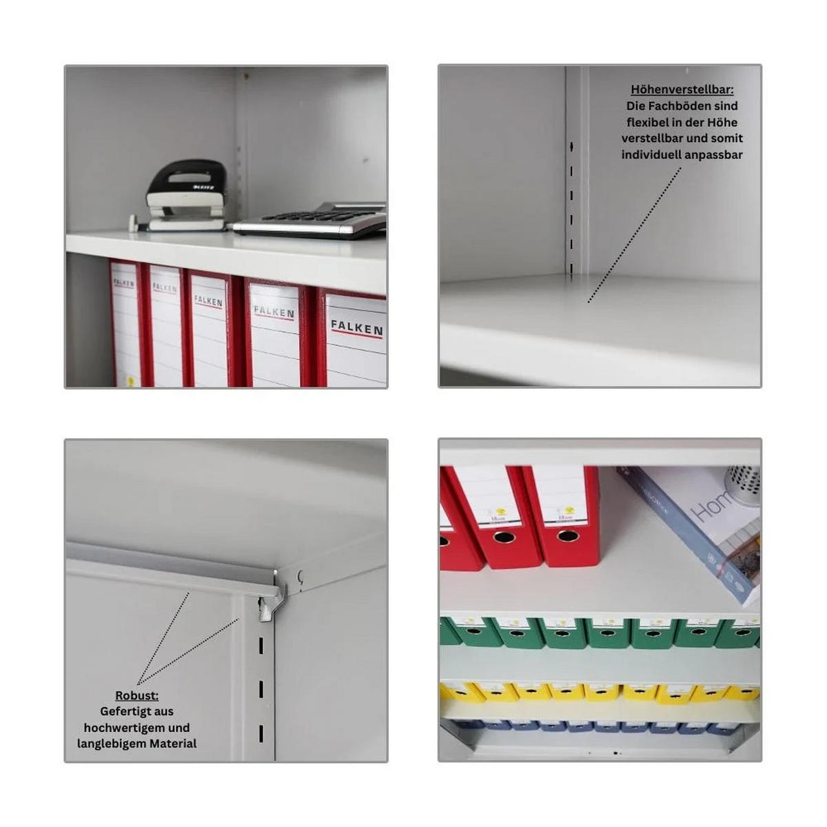 FLÜGELTÜRENSCHRANK Elephant 2er-Set 180x80x40cm 4 Ebenen Lichtgrau - Hellgrau, Metall (160/180/40cm) - PROREGAL