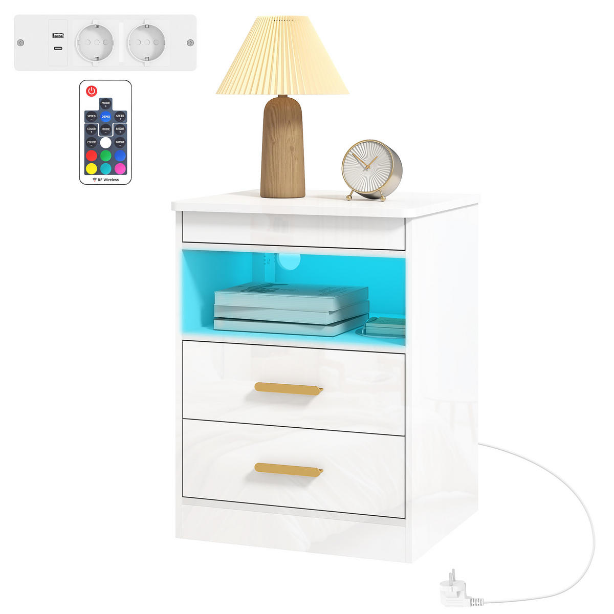 NACHTTISCH Hochglanzweiß 1 Stück - Weiß, Kunststoff (40/59/45cm) - GiPP