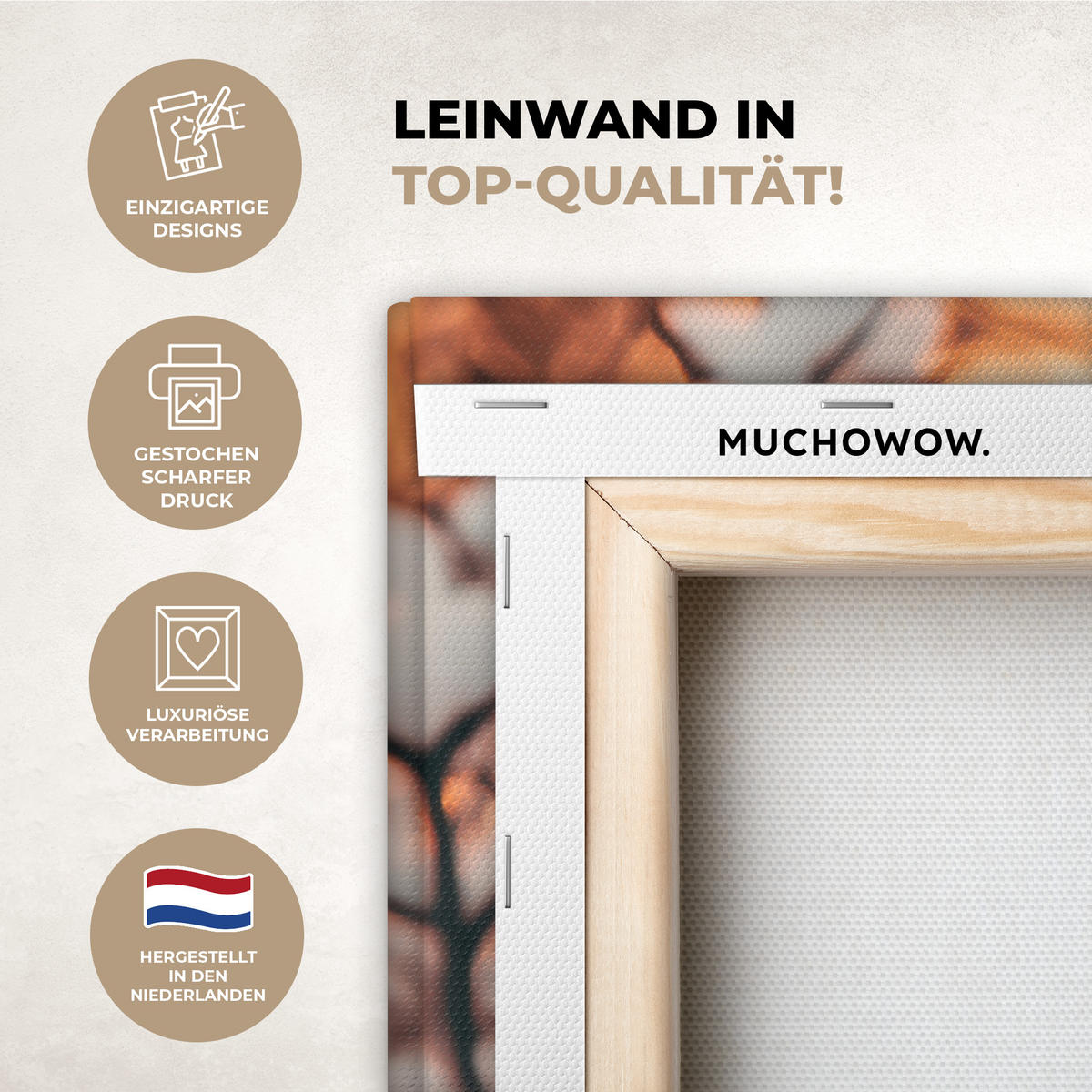 LEINWANDBILD Vogel - Zweig - Winter - Tiere - Schnee Deko Wohnzimmer 20x20 cm - Bernsteinfarben, Textil (20/20cm) - MuchoWow