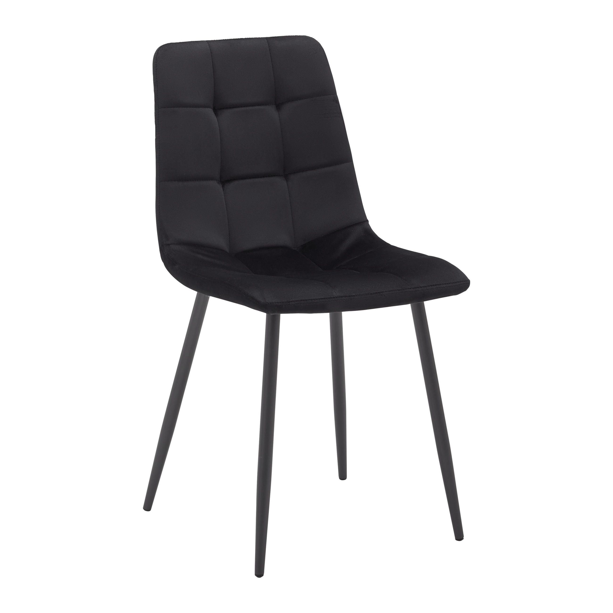 STUHL Ria Schwarz Samt Gepolstert - Schwarz, Holz (43.5/87/54cm) - Bessagi Home
