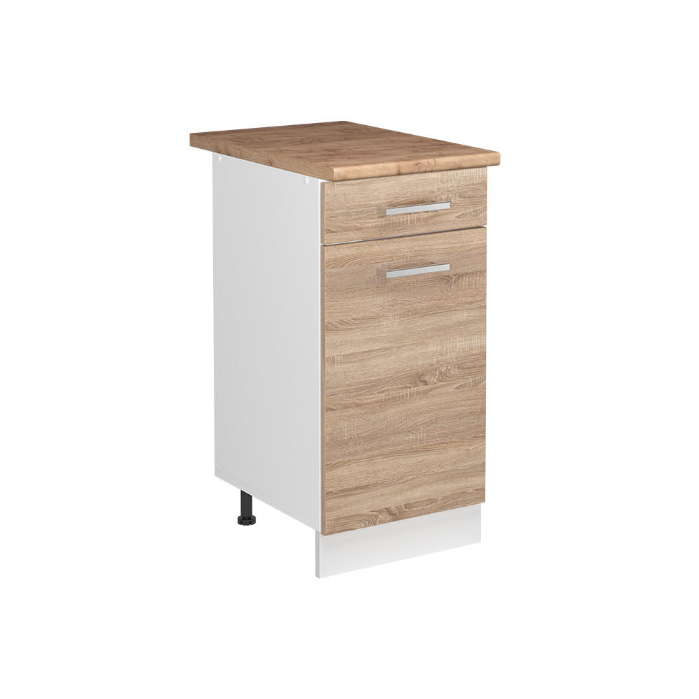SPÜLENUNTERSCHRANK R-Line, Sonoma/Weiß, 40 cm Arbeitsplatte Goldkraft Eiche - Weiß/Sonoma Eiche, Holzwerkstoff (40/81.6/60cm) - Vicco
