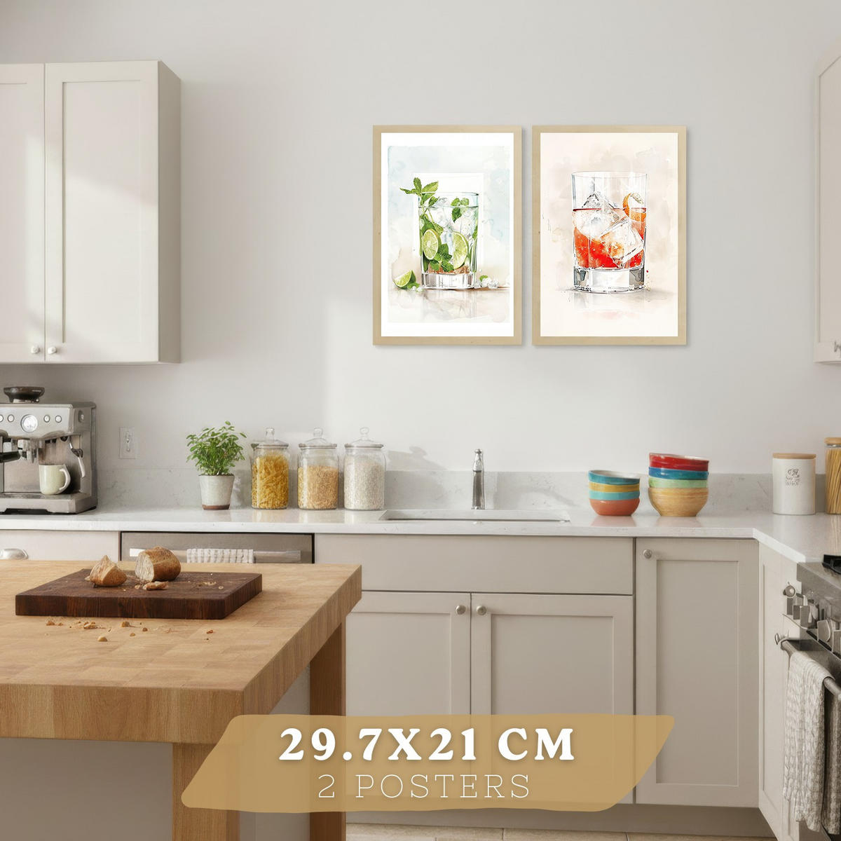 PLAKAT Sada 4 Negroni A4 bez rámu - čirá, papír (29.7/1/21cm) - Nacnic