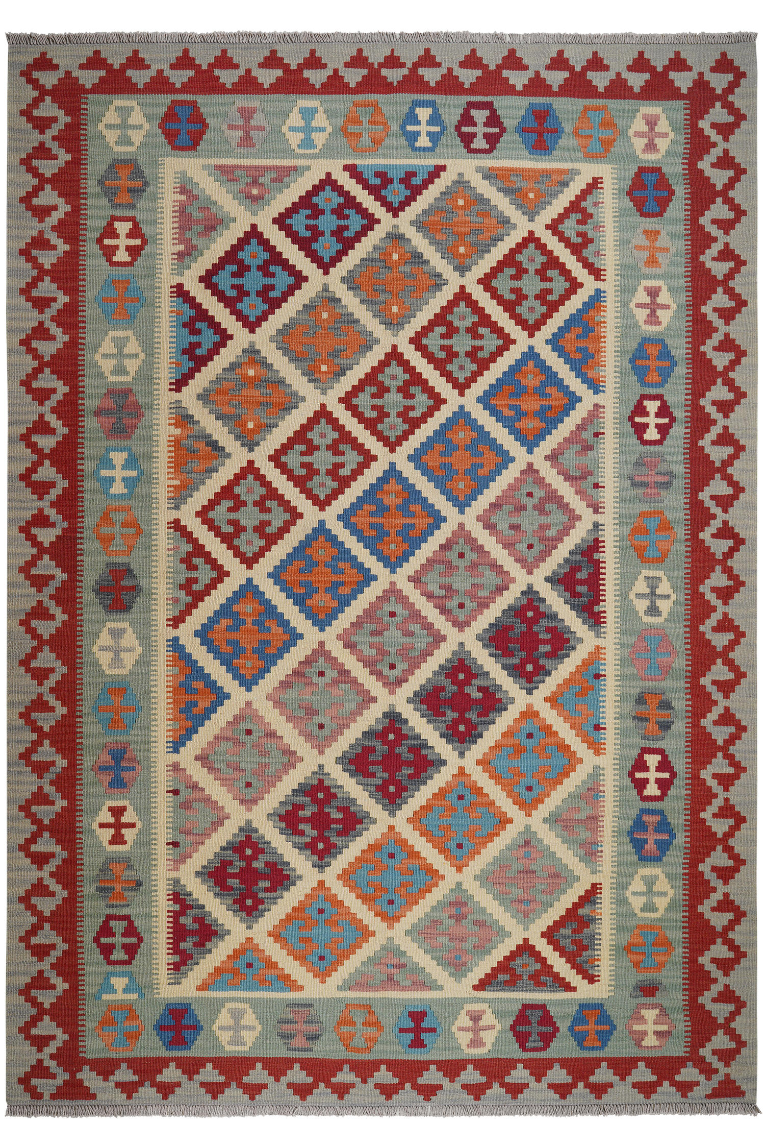 HANDWEBTEPPICH Kelim Gashgai Beige 252/176 cm Schurwolle - Beige, Textil (176/252cm) - Looma