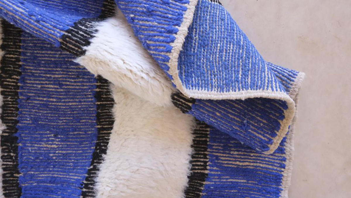 BERBERTEPPICH aus Marokko modern aus Wolle blau - Blau, Naturmaterialien (233/247cm) - AFK Living