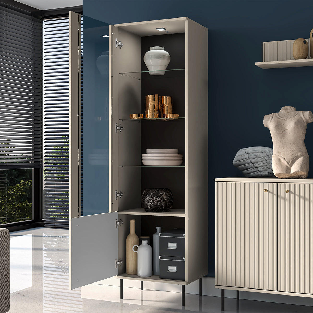 VITRINE Nova Beige - Beige, Holzwerkstoff (55/190/40cm) - Petits-meubles