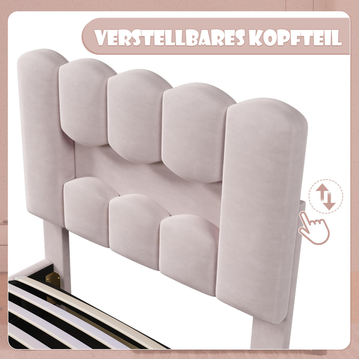 POLSTERBETT 90x200cm Rosa Samt LED-Licht Hydraulik Kopfteil - Pink, Holz (90/200cm) - FLIEKS