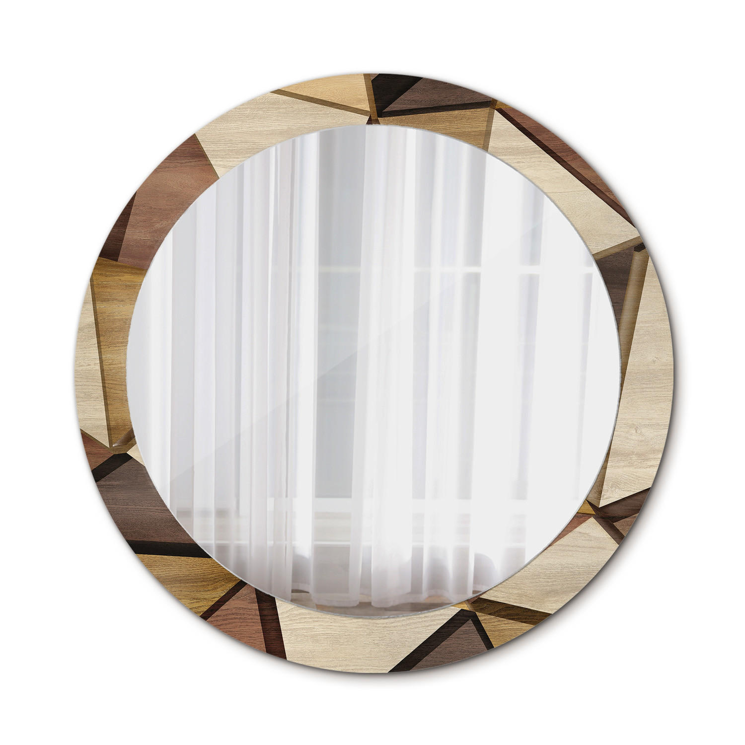 SPIEGEL Ø80 cm Rund mit Aufdruck - Hellbraun, Glas (80/80/0.4cm) - TULUP