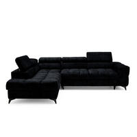 ECKSOFA PUDDING L Links mit Schlaffunktion 128x197 Velours Schwarz - Schwarz, Holz/Textil (270/204cm) - Muffo