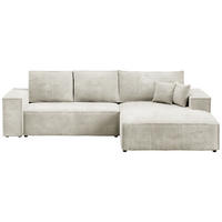 ECKSOFA Pablo mit Schlaffunktion Weiß Cord - Weiß, Textil (294/185cm) - Bromarkt