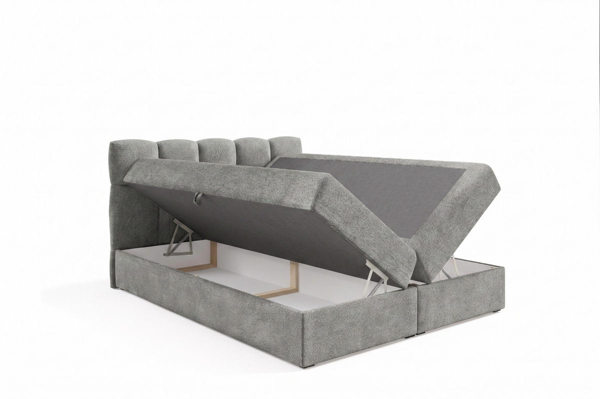 BOXSPRINGBETT mit zwei Stauräume 120x200 cm in Grau - Grau, Textil (120/200cm) - Home Collective