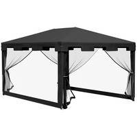 PAVILLON 395/295/255 cm dunkelgrau aus Metall mit PE-Dach und Moskitonetzen - Dunkelgrau, Metall (295/255/395cm) - OKWISH