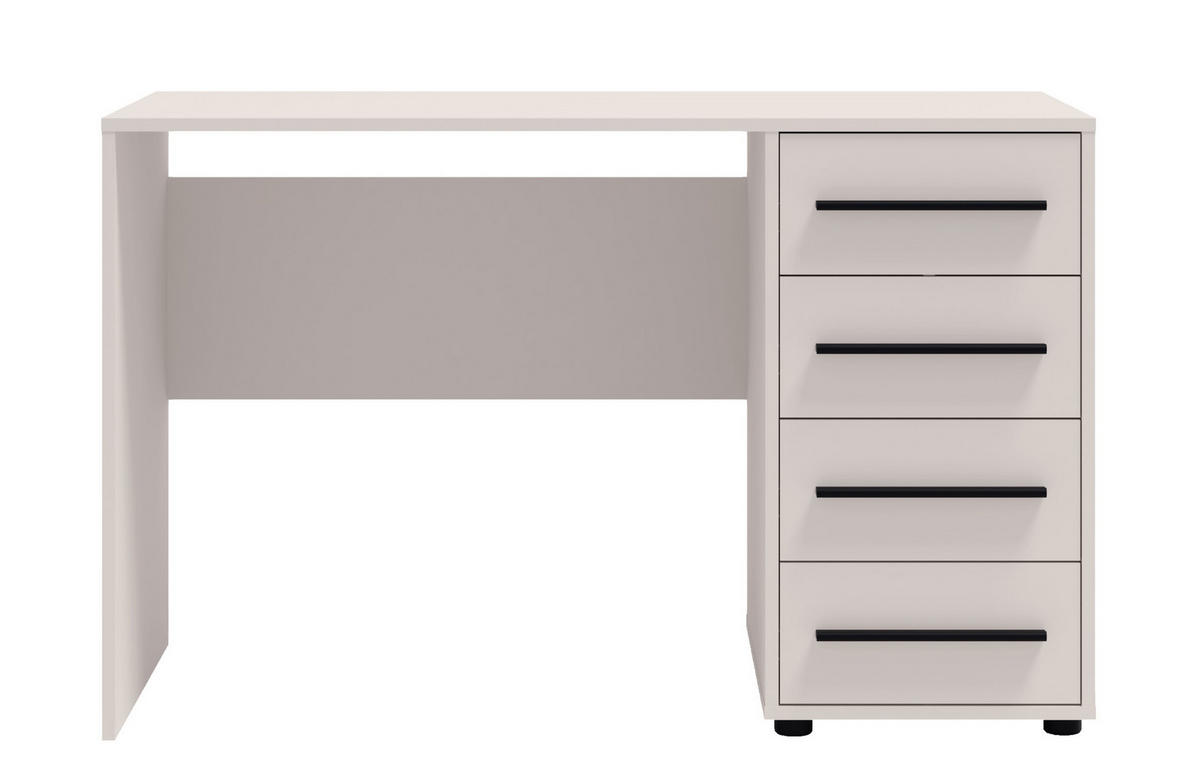 SCHREIBTISCH Modena 120x60 in Kaschmirfarbe mit Schubladen - Kaschmir/Schwarz, Holzwerkstoff/Kunststoff (60/120/75cm) - Ravio