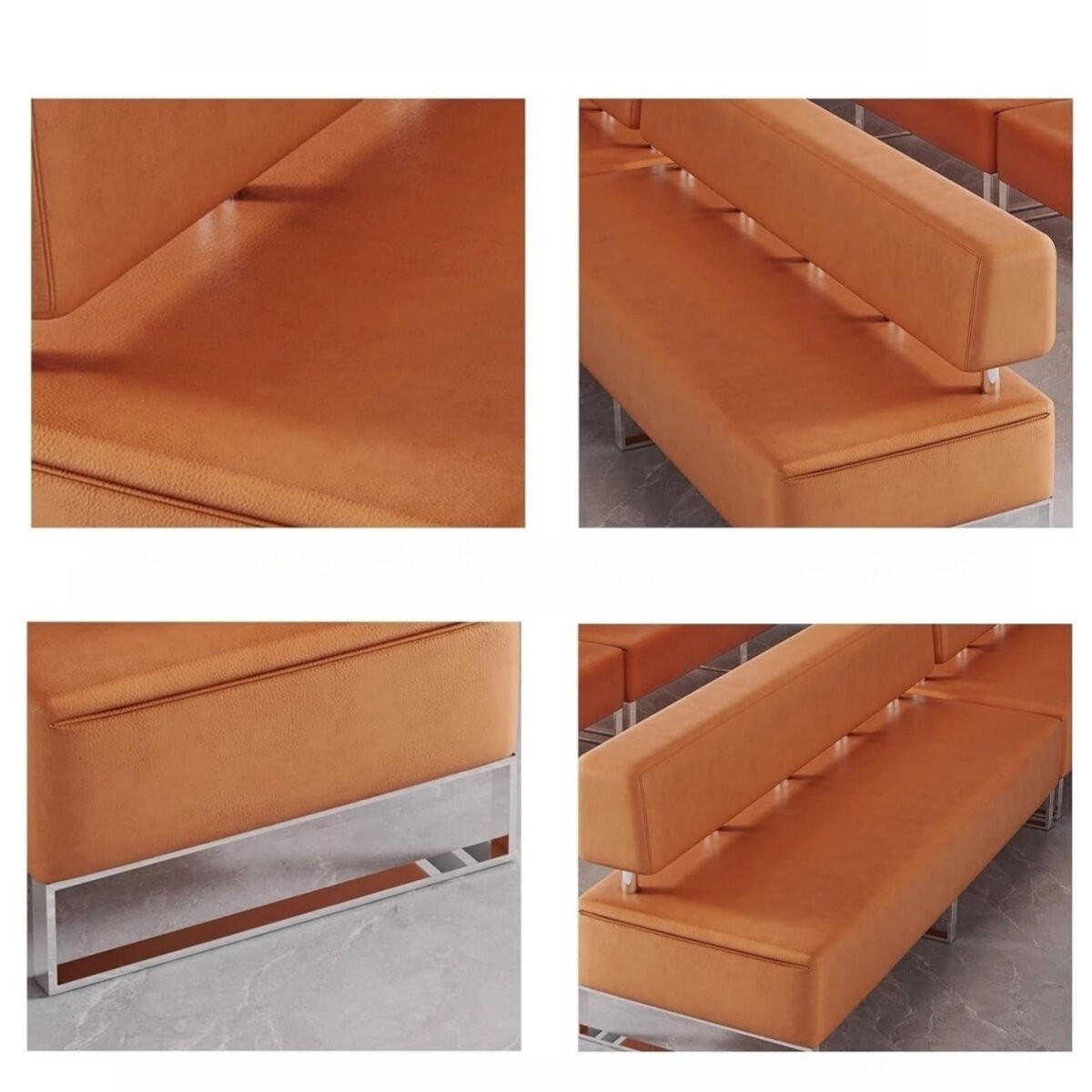 LÄSSIGES Sofa – Metallbeine, Lederbezug, Schaumstoffkern - Braun, Metall (60/70/150cm)