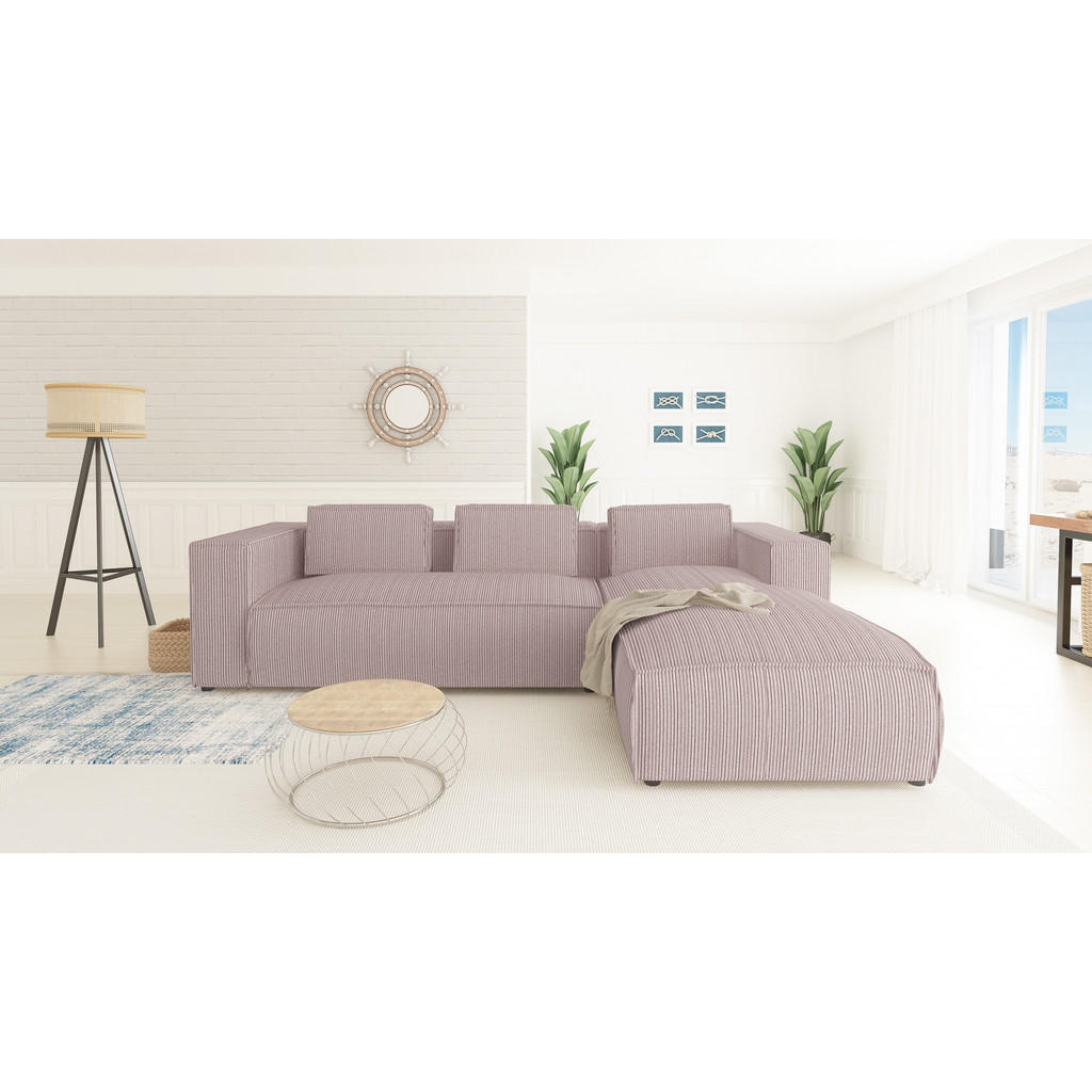 Thumbnail - S-Style Möbel Ecksofa, Pink, Textil, Echtholz,Buche, Birke, 5-Sitzer, Füllung: Polyetherschaumkern, Eckteil, L-Form, Ott...