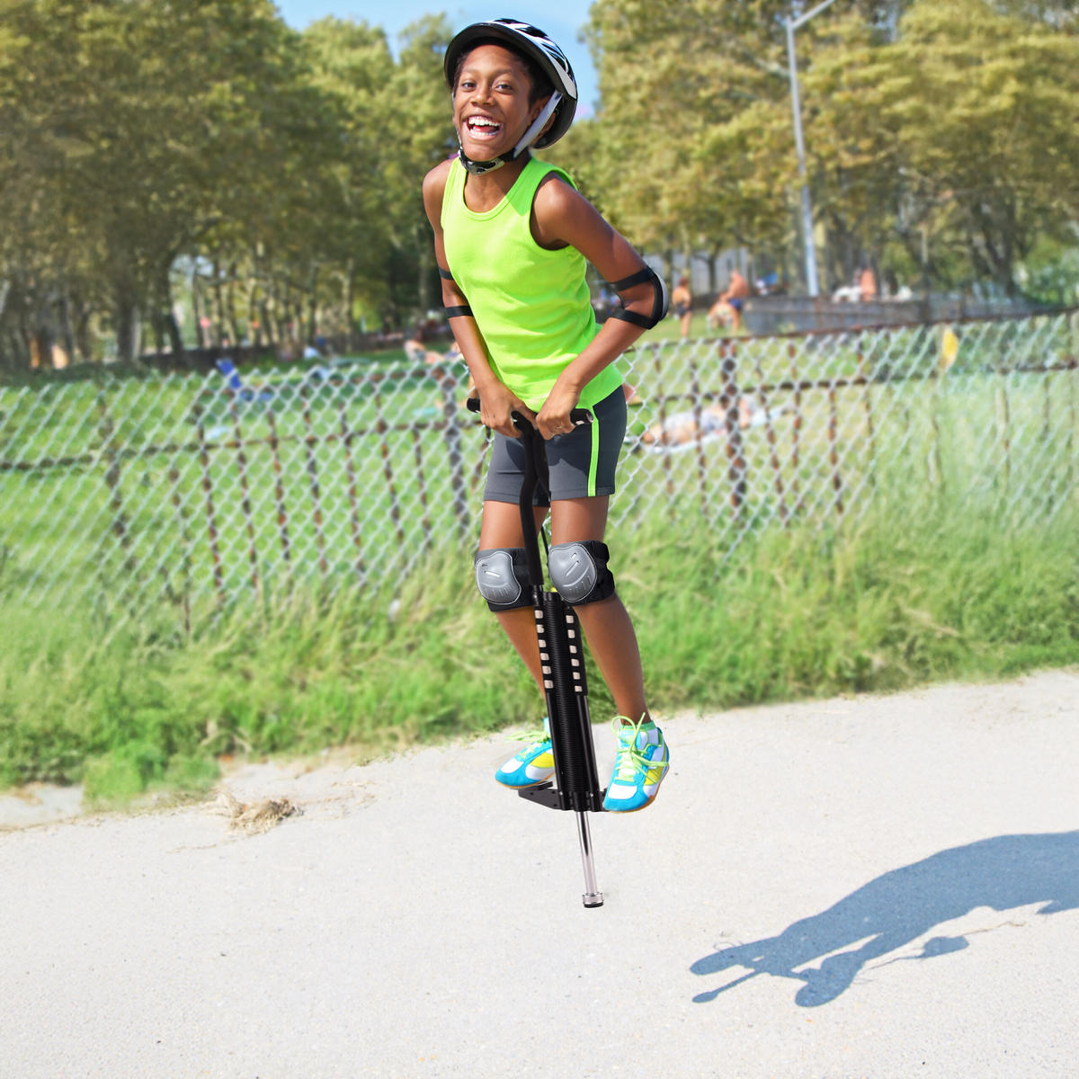 POGO-STICK - Schwarz, Kunststoff/Textil (29/6cm) - Relaxdays