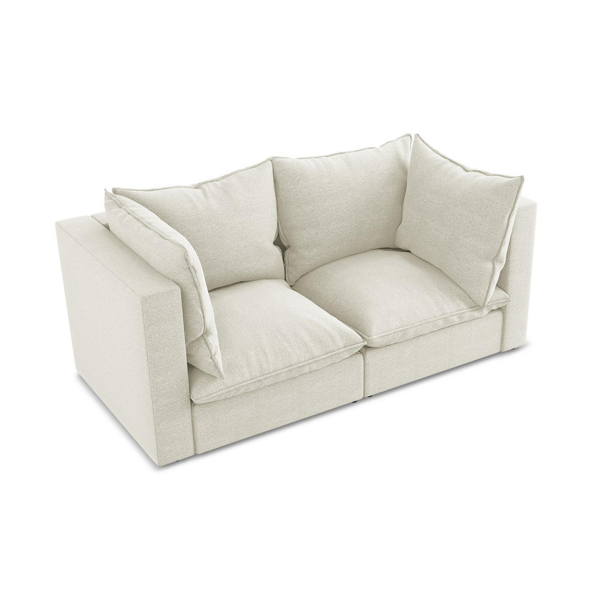 2-SITZER-SOFA Bouclé Stoff Beige - Sandfarben/Schwarz, Holzwerkstoff/Kunststoff (180/77/90cm) - LaMiaSofa