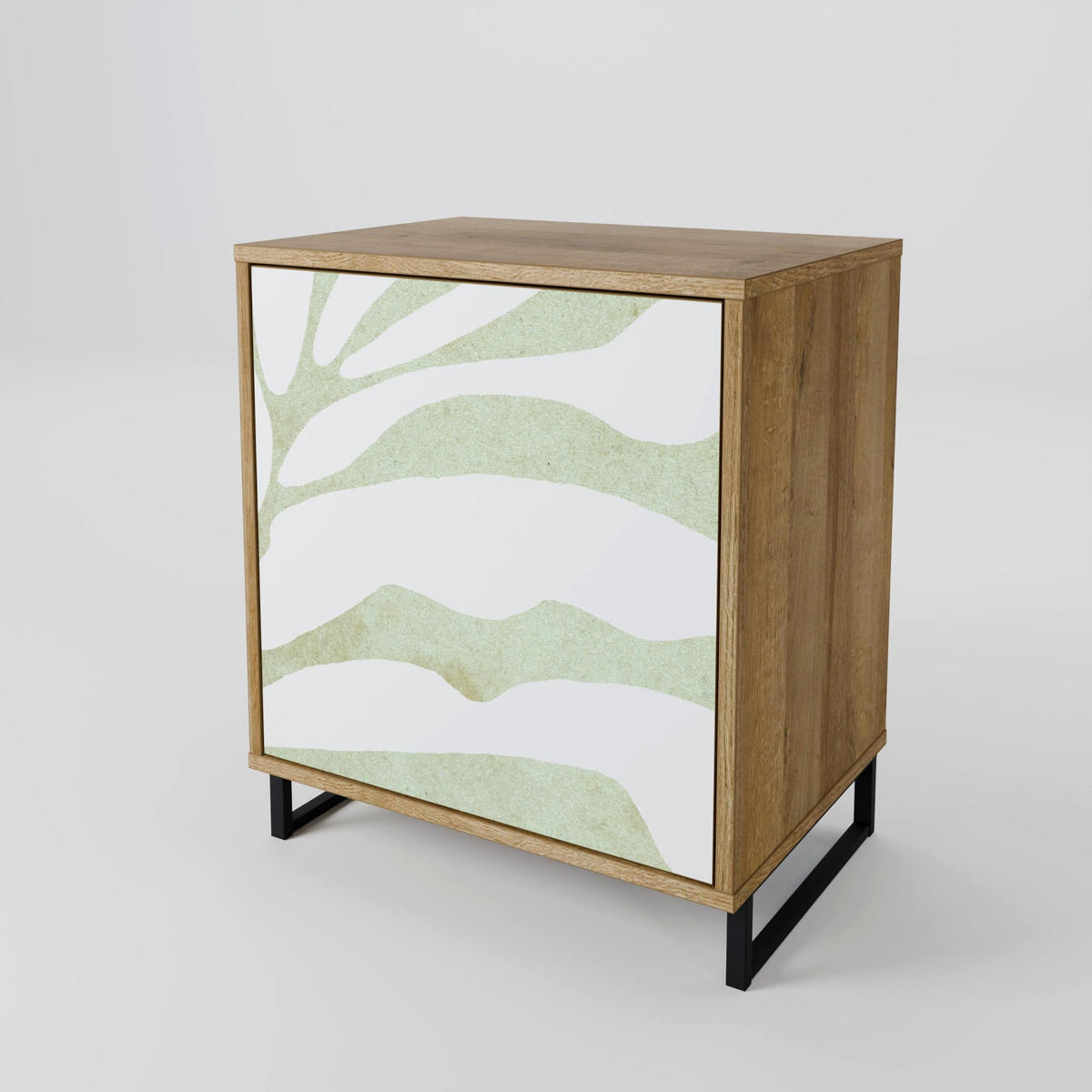 SIDEBOARD BOTANICAL SPARK, Eichefarben, 57,5x42x75,5 cm, Goldfarbene Metallfüße - Eichefarben/Goldfarben, Holzwerkstoff/Metall (57.5/75.5/42cm) - SpaceRebels