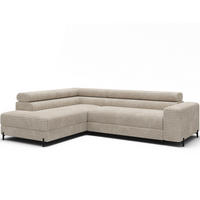 ECKSOFA COLESIO L-Form, Schlaffunktion, Bettkasten, verstellbare Kopfstützen, Wellenfederung, Metallfüße, breiter Cordstoff - Creme/Schwarz, Kunststoff/Metall (269/204cm) - Wohnideebilder