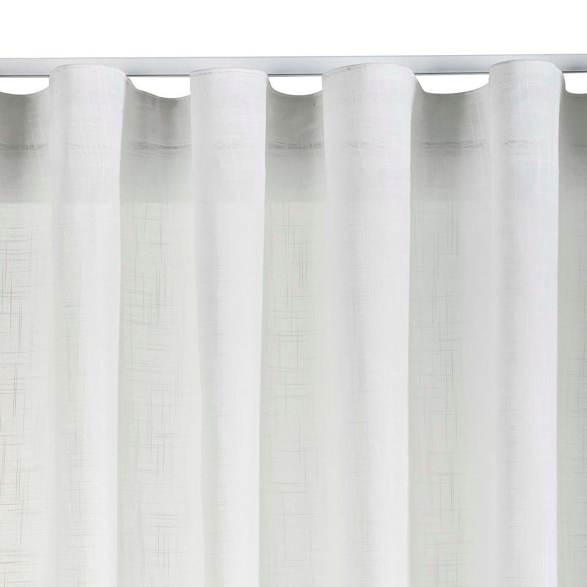 VORHANG MIT KRÄUSELBAND, lichtdurchlässig, Farbe Weiß, 200X300 - Weiß, Kunststoff (200/300cm) - STORESDECO