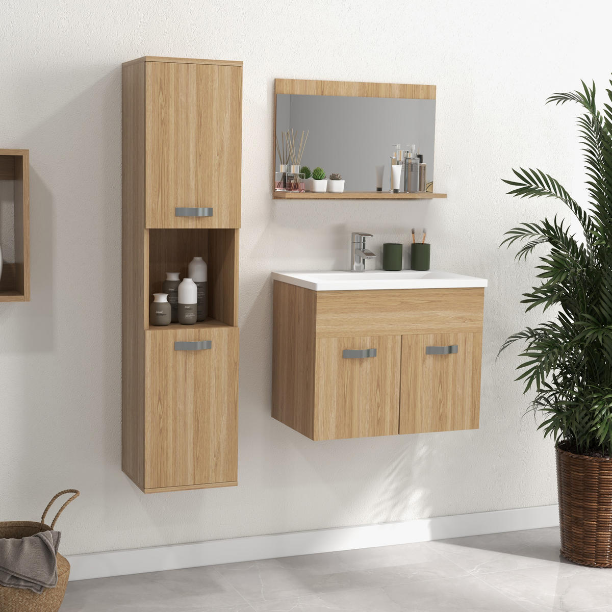 BADEZIMMER 4-teilig DE-17305 Natur - Naturfarben, Holzwerkstoff (30/131.5/30cm) - ComfortXL