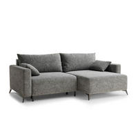 ECKSOFA MIT SCHLAFFUNKTION Leon Grau Chenille-Stoff - Schwarz/Grau, Holz/Holzwerkstoff (239/148cm) - Maison de Reve