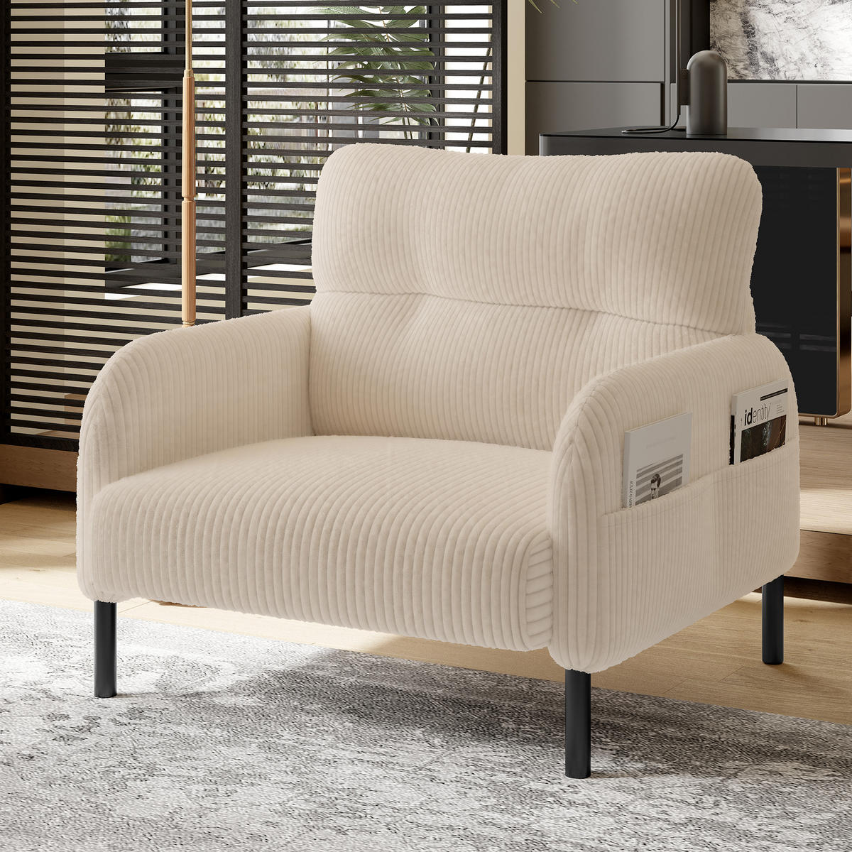 SESSEL Loungesessel,Polstersessel,Cord,Beige - Beige, Textil (67/79/75cm) - LVHOM