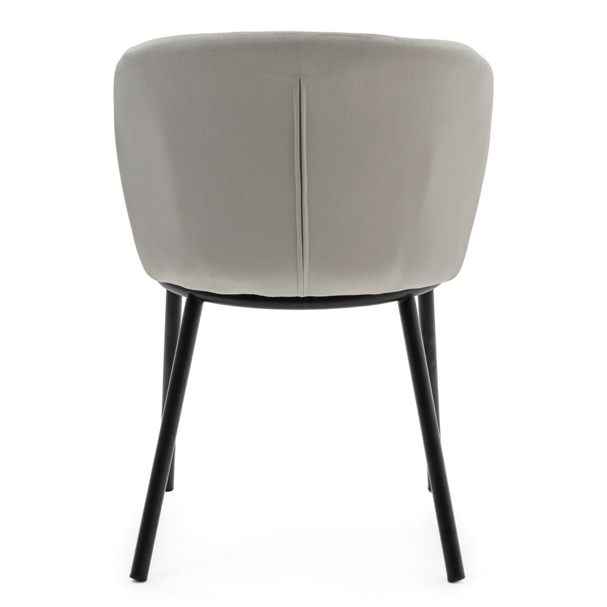 STUHL BARI gepolsterter mit Steppung - hellgrau - Samt Velour - Hellgrau/Schwarz, Textil/Metall (54/81/57cm) - NEW HOME
