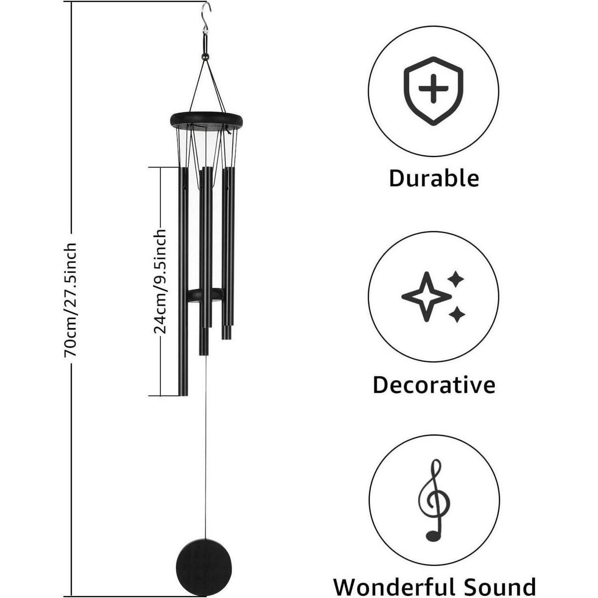 WINDSPIEL Metall Schwarz - Schwarz, Metall (8.5/8.5/68cm)