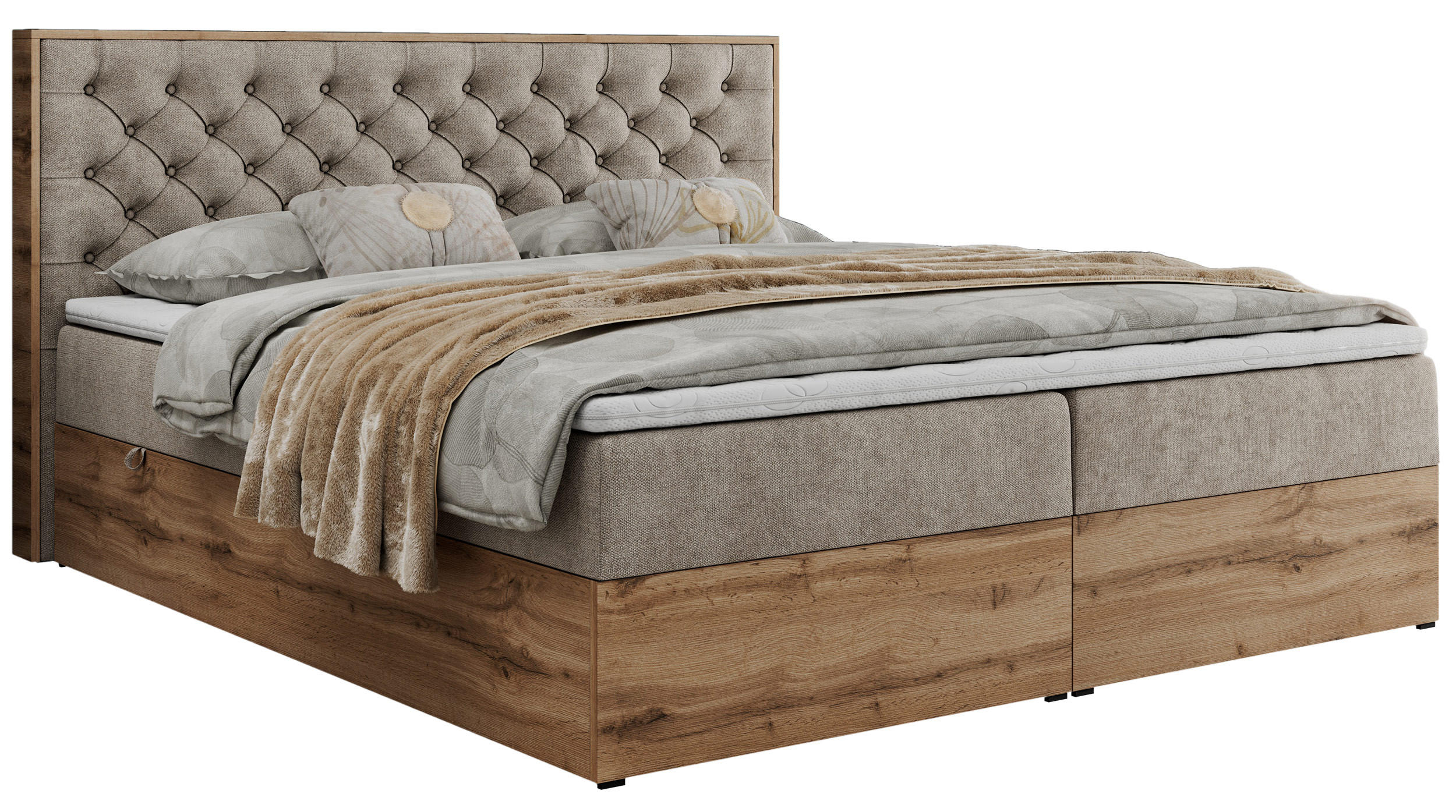 BOXBETT ALBERO 3 - 120/200 Beige Struktur - H3 - Beige, Holz/Textil (120/200cm) - MKS