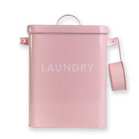 WASCHMITTEL AUFBEWAHRUNGSBOX mit Deckel und Dosierlöffel - Pink, Metall (18/25/28cm) - Intirilife