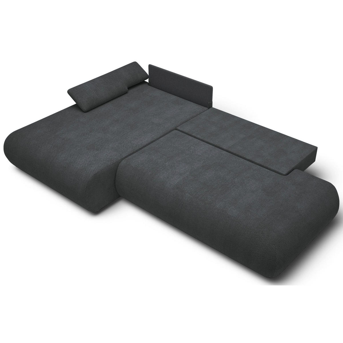 ECKSOFA Armone Graphit Chenille - Schwarz, Kunststoff/Textil (286/173.5cm) - Selsey