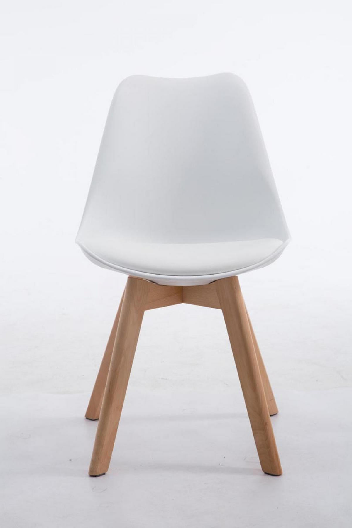 STUHL Lederlook weiß - Eukalyptusholzfarben/Weiß, Holz/Textil (48/84/41.5cm) - CLP