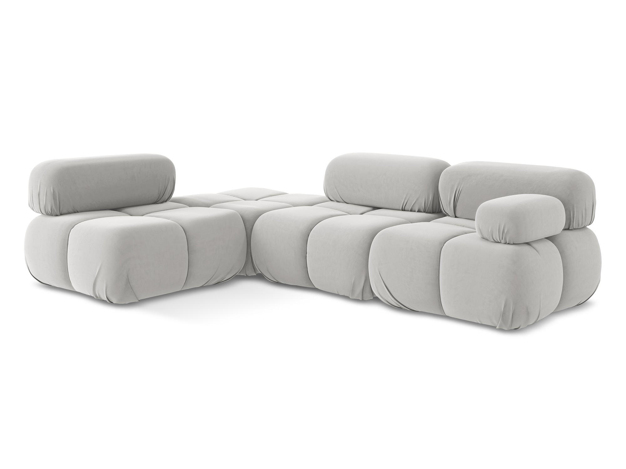 ECKSOFA Links Samt Stoff Grau - Silberfarben/Schwarz, Kunststoff/Textil (190/285cm) - Makamii