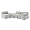 ECKSOFA Links Samt Stoff Grau - Silberfarben/Schwarz, Kunststoff/Textil (190/285cm) - Makamii