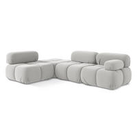 ECKSOFA Links Samt Stoff Grau - Silberfarben/Schwarz, Kunststoff/Textil (190/285cm) - Makamii