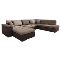 WOHNLANDSCHAFT Niko Bis, Seite: Links - Hellbraun, Holz/Textil (348/76/205cm) - MIRJAN24