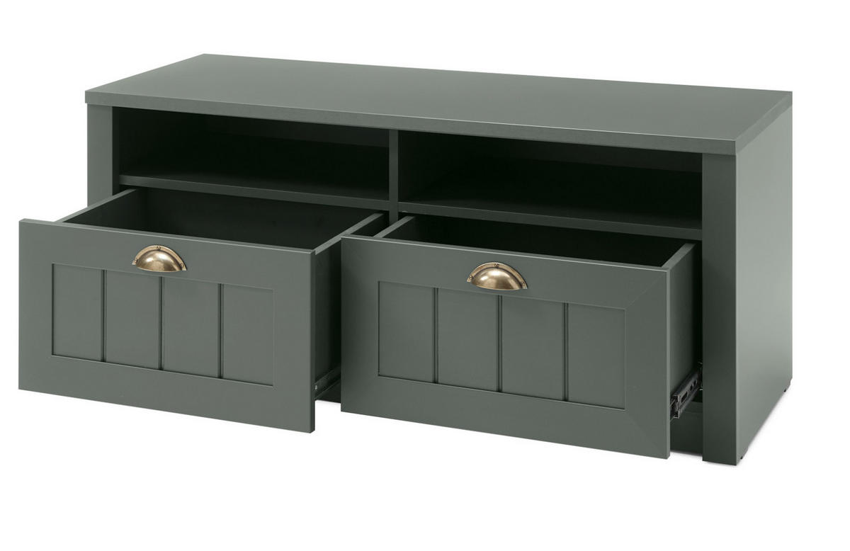 GARDEROBENKOMBINATION grün, Landhausstil, Garderobe Set 5-teilig 272 x 198 cm - Dunkelgrün/Goldfarben, Holzwerkstoff/Kunststoff (273/198/43cm) - Furn.Design